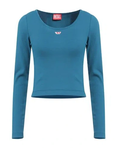 Diesel T-ballet-d Woman T-shirt Blue Size L Cotton, Elastane
