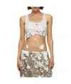 Diesel Tulle Tank Top With Destroyed Jersey In White