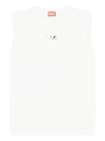 Diesel T-bisco-od Cotton Sleeveless T-shirt In White