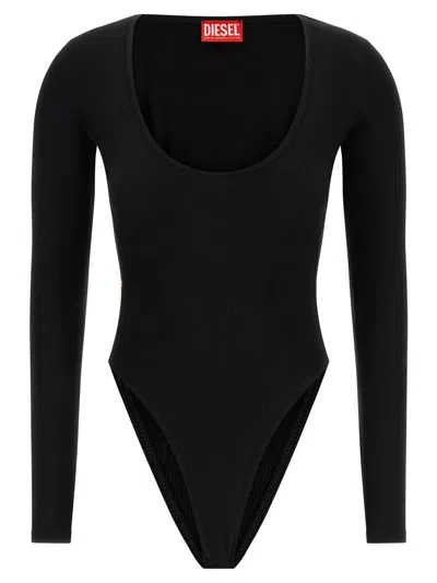 Diesel Black Ribbed Jersey T-bodyn Bodysuit