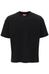 Diesel T-boggy-megoval-d T-shirt With Tonal And Contrasting Logo Embroidery In Black