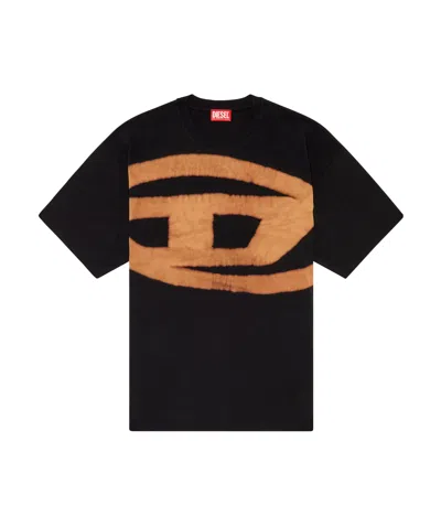 DIESEL DIESEL OVAL D LOGO BLEACHED CREWNECK T-SHIRT