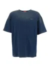 Diesel 't-boxt' Blue T-shirt With Oval D Logo Embroidery On The Front And Contrasting Stitching In Blue