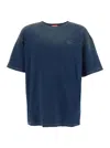 Diesel 't-boxt' Blue T-shirt With Oval D Logo Embroidery On The Front And Contrasting Stitching In Blue