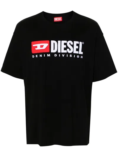 Diesel T-diegor-div Logo-embroidered T-shirt In Black