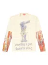Diesel Abstract Print Layered T-shirt In Neutrals
