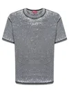 Diesel 't-boxt' Grey Crewneck T-shirt With Contrasting Stitching And Oval D Logo Plaque On The Front In Grey