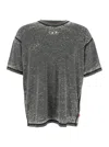 Diesel 't-boxt' Grey Crewneck T-shirt With Contrasting Stitching And Oval D Logo Plaque On The Front In Multicolor