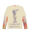 Diesel Abstract Print Layered T-shirt In Neutral