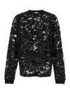 DIESEL T-BOXT-DEVOR BLACK SWEATSHIRT WITH DESTROYED EFFECT IN COTTON BLEND MAN