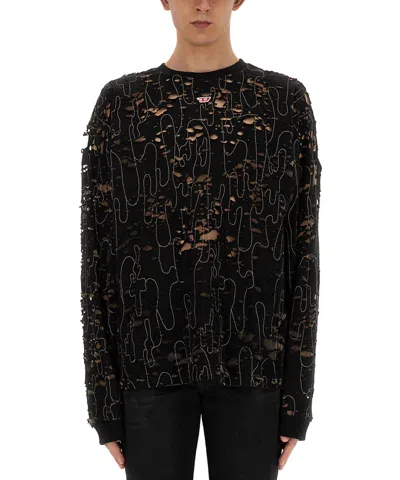Diesel T-boxt-ls-devor Long Sleeve T-shirt In Black
