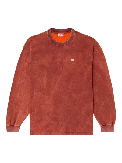 Diesel T-boxt-ls-t3 Acid-wash Long-sleeve T-shirt In Orange