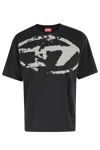 Diesel T-boxt-n14 T-shirt With Flocked Logo In Black
