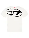 Diesel T-shirt With Distressed Flock Print In White