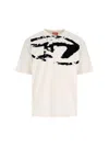 Diesel T-shirt With Distressed Flock Print In White