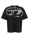 Diesel T-boxt-n14 T-shirt With Flocked Logo In Black