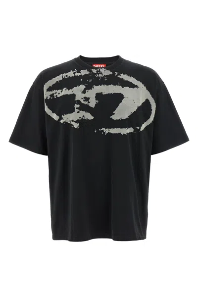 Diesel T-shirt T-boxt Con Logo Floccato In Black