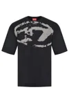 Diesel T-boxt-n14 T-shirt With Flocked Logo In Black