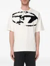 Diesel T-shirt With Distressed Flock Print In White