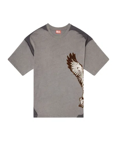 Diesel T-boxt-peeloff Eagle-print Panelled T-shirt In Multi