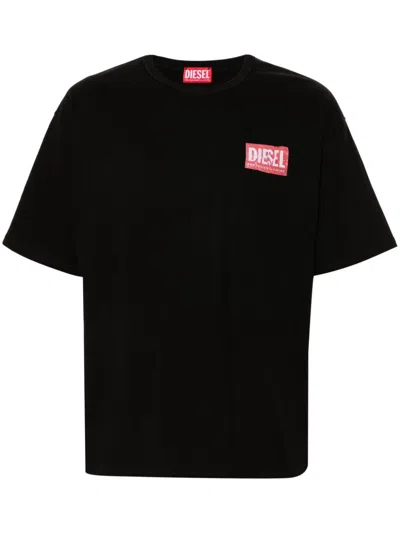 Diesel Essentials Solid Color T-nlabel-l1 Crew-neck T-shirt With Co In Black