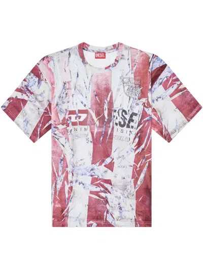 Diesel Multicolor T-shirt With Faded Logo On The Front And Back
