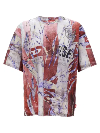 Diesel Multicolor T-shirt With Faded Logo On The Front And Back