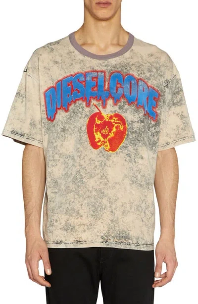 Diesel ® T-boxt-r9 Cotton T-shirt In Gray Beige