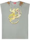 Diesel Tank Top With Tattoo Graphics In Grey