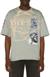 Diesel T-boxt Slits R8 Graphic Patch T Shirt In Gray