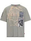 Diesel T-boxt Slits R8 Graphic Patch T Shirt In Grey