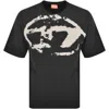 Diesel T-boxt-n14 T-shirt With Flocked Logo In Black