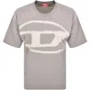 Diesel T-shirt With Bleached Oval D Logo In Gray
