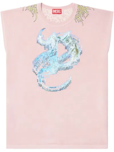 Diesel T-boxt T-shirt In Pink