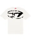 Diesel Flocked Oval D Logo T-shirt In Beige