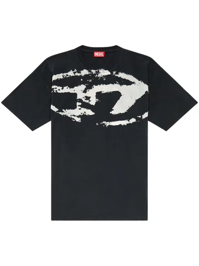 DIESEL T-BOXT T-SHIRT WITH FLOCKED LOGO