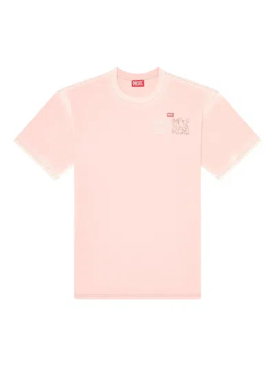 Diesel T-boxt-t10 Graphic-print T-shirt In 37za Pink