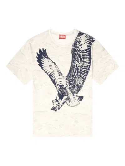 Diesel T-boxt-t14 Eagle-print Camouflage T-shirt In Orange