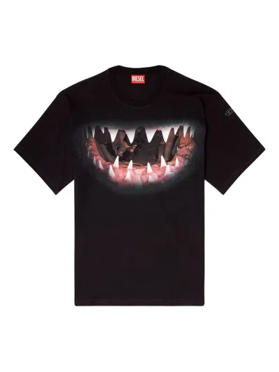 Diesel Crew Neck Graphic Print Relaxed Fit T-shirt In Multi