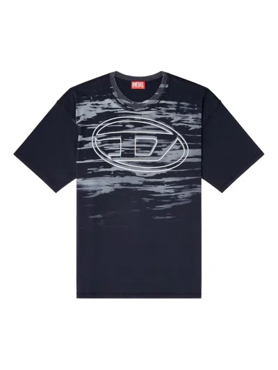 Diesel Cotton T-shirt With Oval D Print In Black