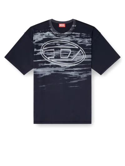 Diesel Cotton T-shirt With Oval D Print In Black