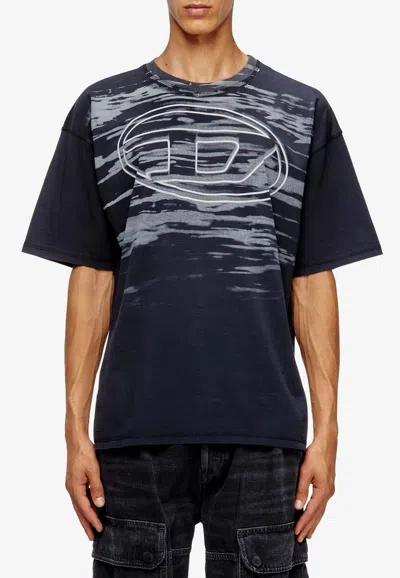 Diesel Cotton T-shirt With Oval D Print In Black
