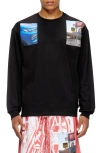 Diesel Long-sleeved Graphic T-shirt With Relaxed Fit In Black