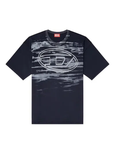 Diesel Cotton T-shirt With Oval D Print In Black