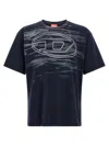 Diesel Cotton T-shirt With Oval D Print In Blue