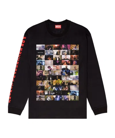 Diesel Black T-boxty-ls T-shirt In 9xx