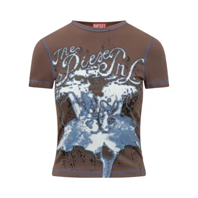 Pre-owned Diesel T-brenda Short-sleeve Top 'brown' | Women's Size M
