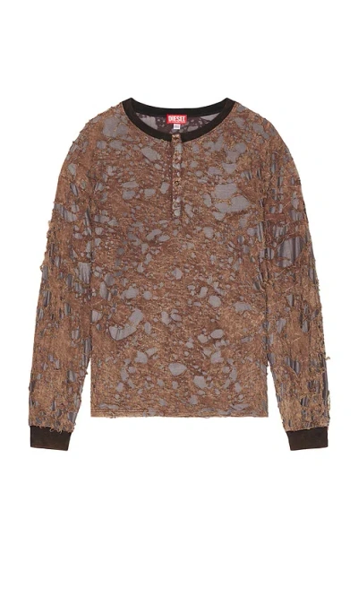 Diesel T-overt Long Sleeve Tee In Brown