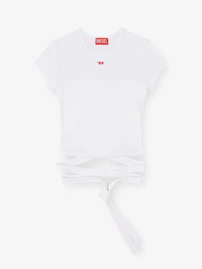 Diesel T-bunny-tail Knot-detail T-shirt In White