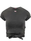 Diesel Womens 02a T-bunny-tail Wrap-around Cotton-jersey T-shirt In Black